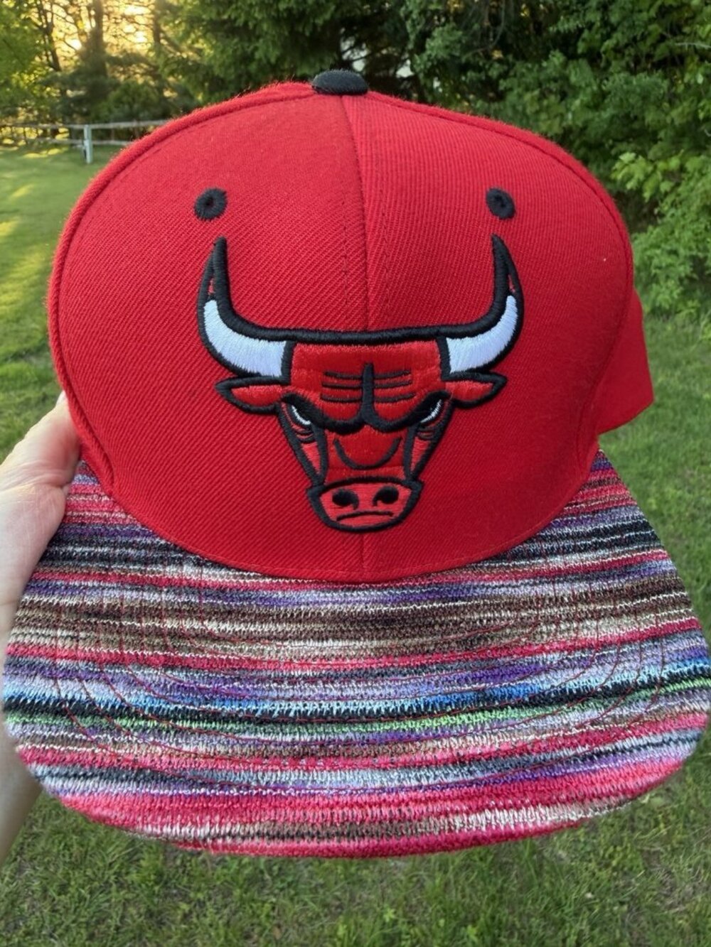 Mitchell & Ness Chicago Bulls tapestry rainbow embroidered snapback streetwear